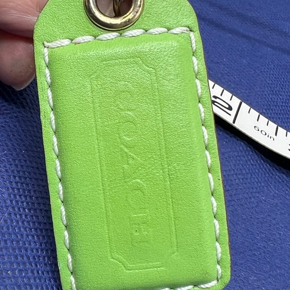 COACH Lime Green Leather KEY FOB Bag Charm Keychain Hang Tag 2.5” - Picture 2 of 9